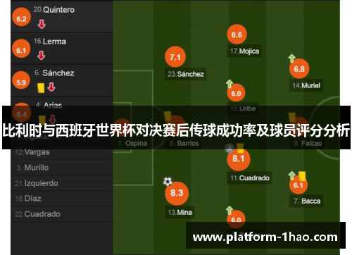 比利时与西班牙世界杯对决赛后传球成功率及球员评分分析