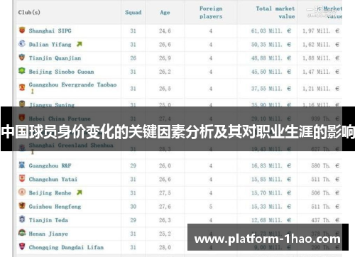中国球员身价变化的关键因素分析及其对职业生涯的影响